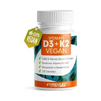 120 Tabletten Vitamin D3 K2 Tabletten 5000 IE D3 200 mcg K2 ProFuel