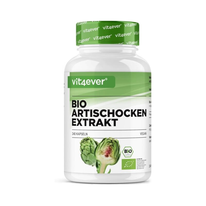 240 Kapseln Bio Artischocken Extrakt 1800 mg 2,5% Cynarin vegan Vit4ever