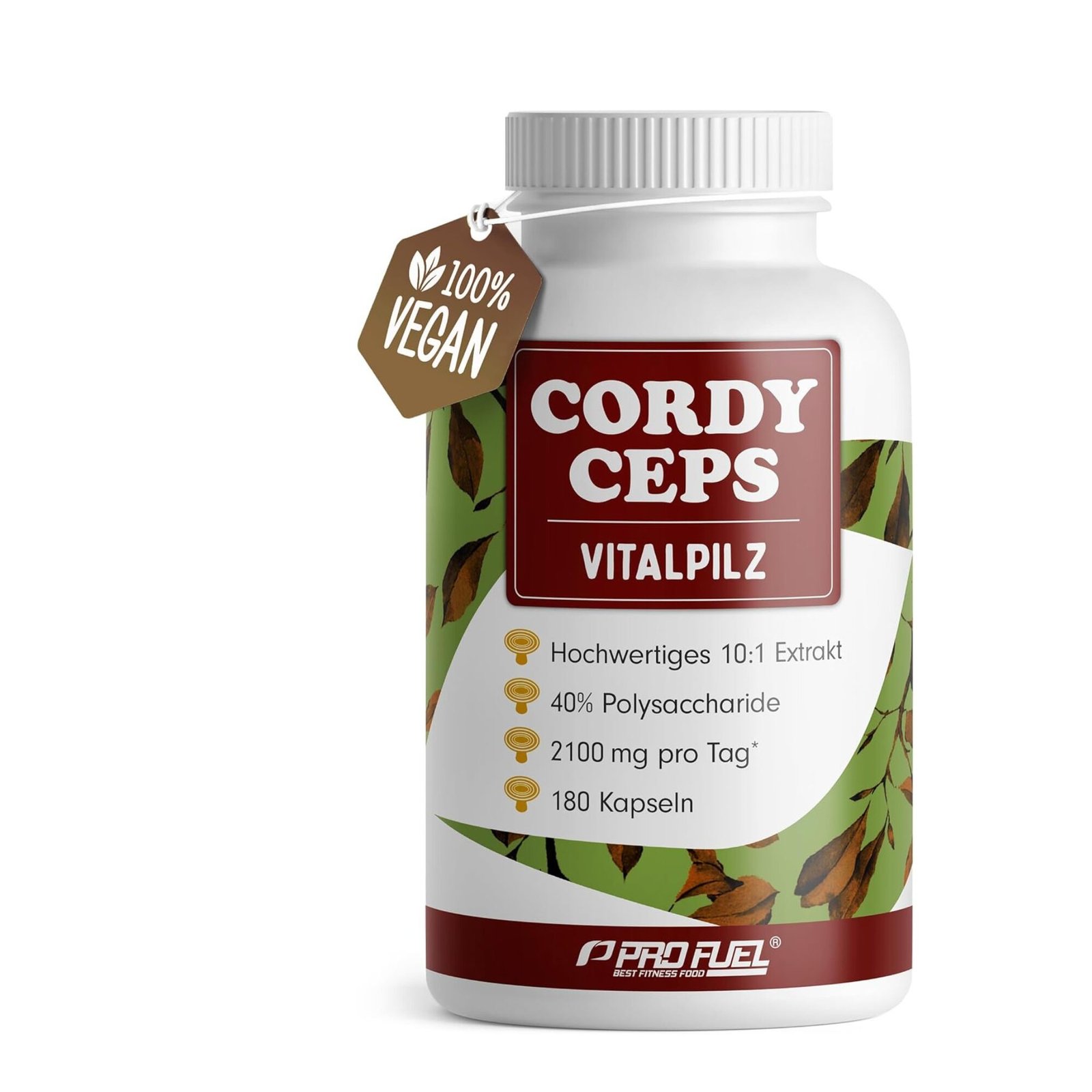 180 Kapseln Cordyceps Kapseln 10:1 Extrakt 40% Polysaccharide ProFuel