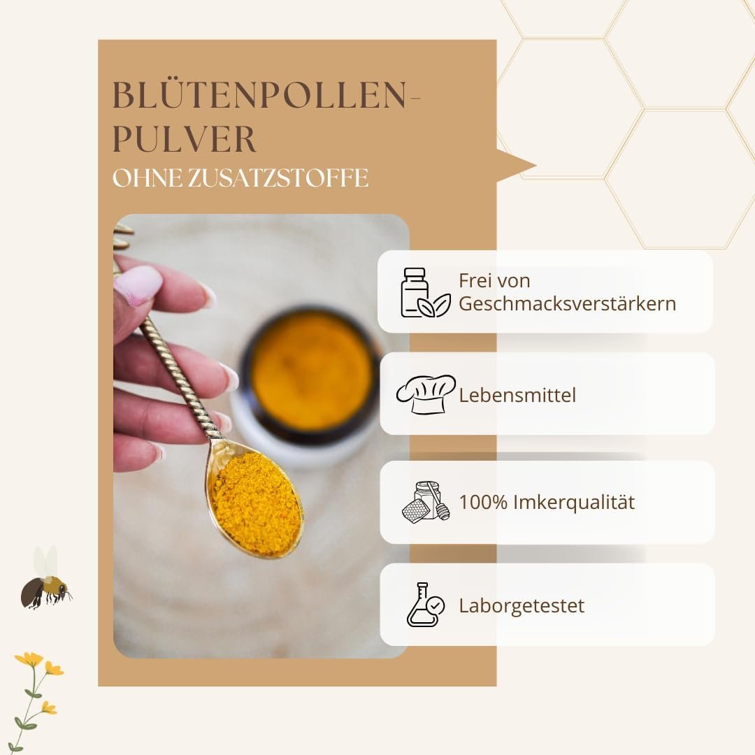 510Mek4+cZL._AC_SL1080_ 60 g Blütenpollen Pulver gemahlen naturrein Imkerqualität | Bedrop