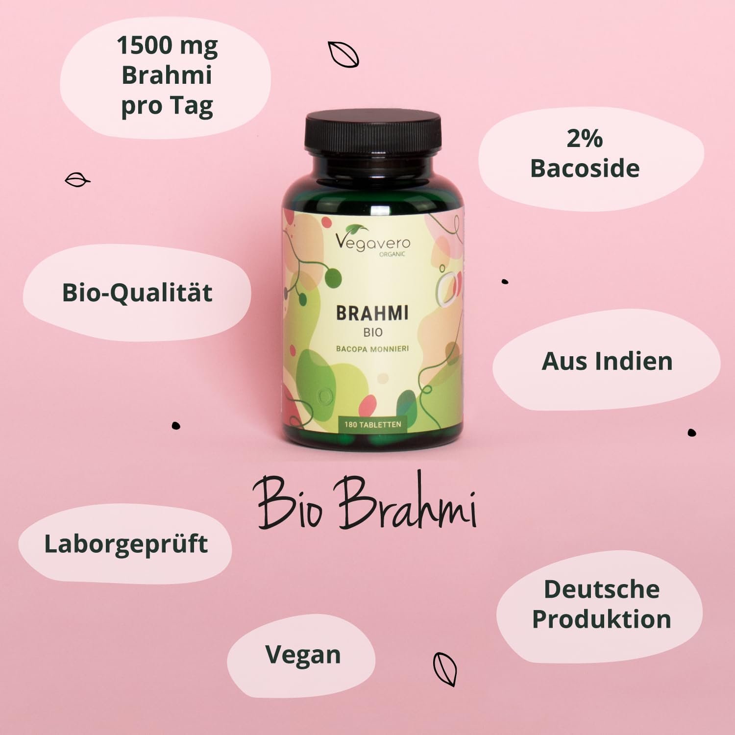 616zt-FJ3hL._AC_SL1500_ 180 Tabletten Brahmi Bio hochdosiert 1500 mg Bacopa monnieri Vegavero®