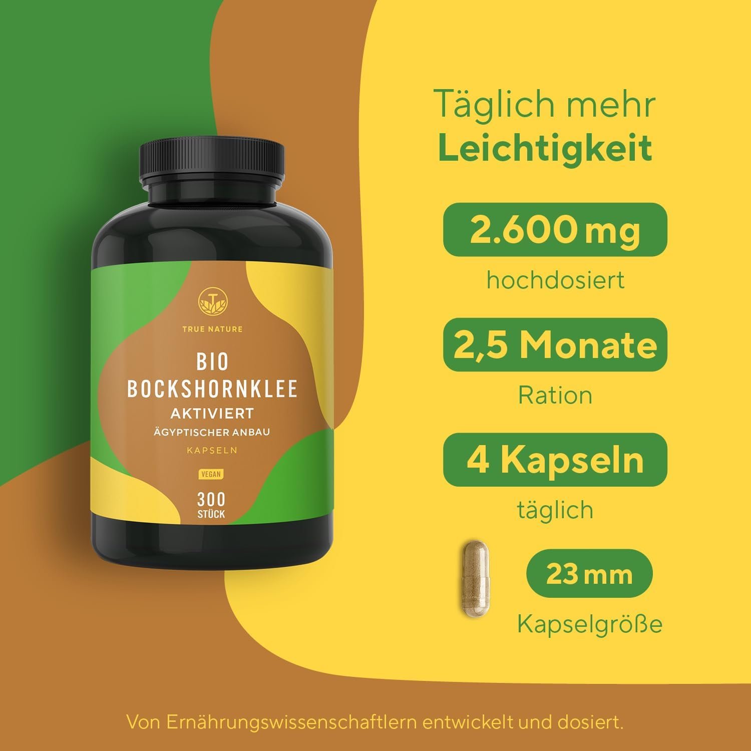 300 bio bockshornklee kapseln hochdosiert – 2600 mg pro Tag – Vegan – TRUE NATURE