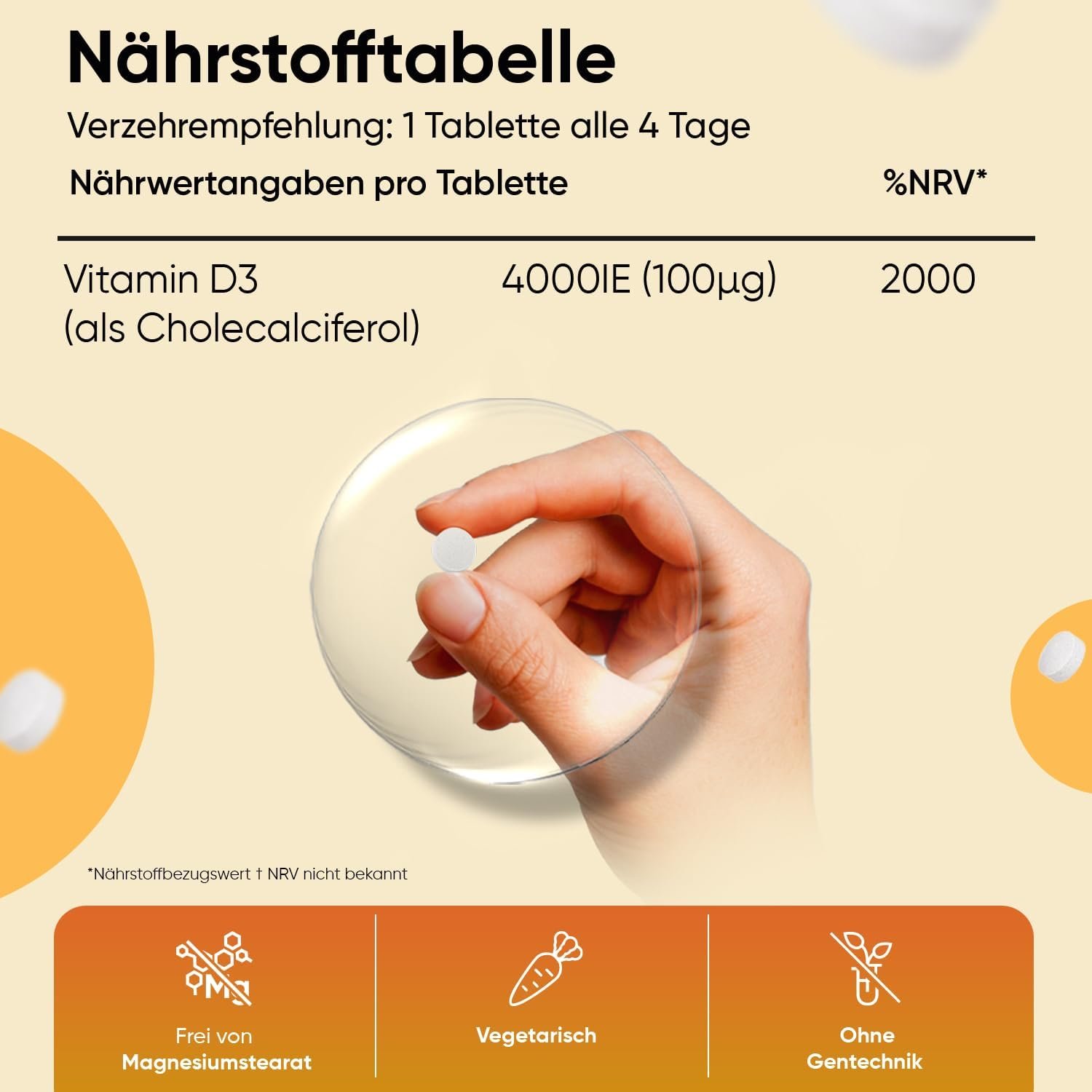 400 Tabletten Vitamin D3 Tabletten 4000 IE vegetarisch WeightWorld