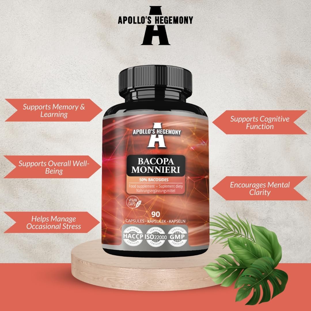 61Uq+wWfHkL._AC_SL1080_ 90 vegane Kapseln Bacopa Monnieri Extrakt 500 mg 50% Bacoside Apollo's Hegemony