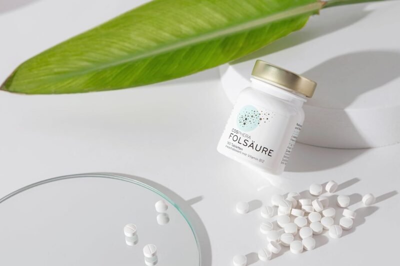 180 Tabletten Folsäure Tabletten 800 μg Folat & 25 μg Vitamin B12 vegan Cosphera
