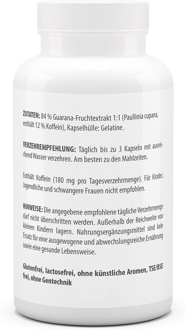120 Kapseln Guarana Kapseln 500 mg natürlich vegan - Vitaworld