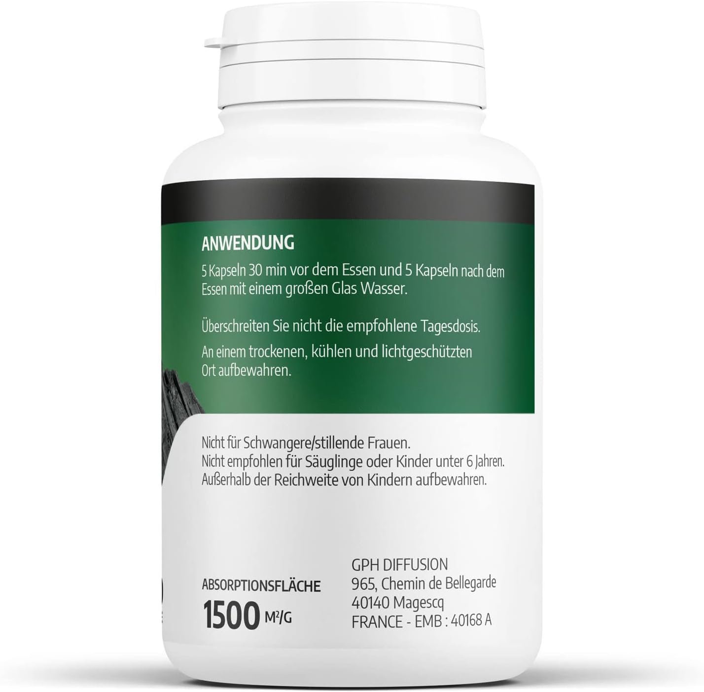 Aktive kohle kapseln 200 mg – 200 Stück vegan & hochrein | SPN