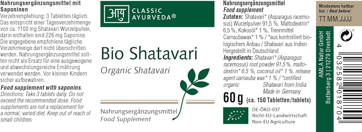 120 Shatavari tabletten bio ayurvedisch frauen tonikum | Classic Ayurveda