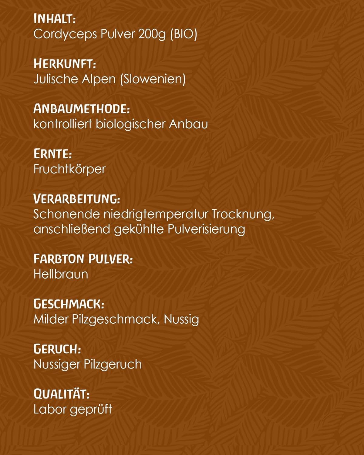 200g Cordyceps pulver bio vitalpilz premiumqualität | TAUSENDKRAUT