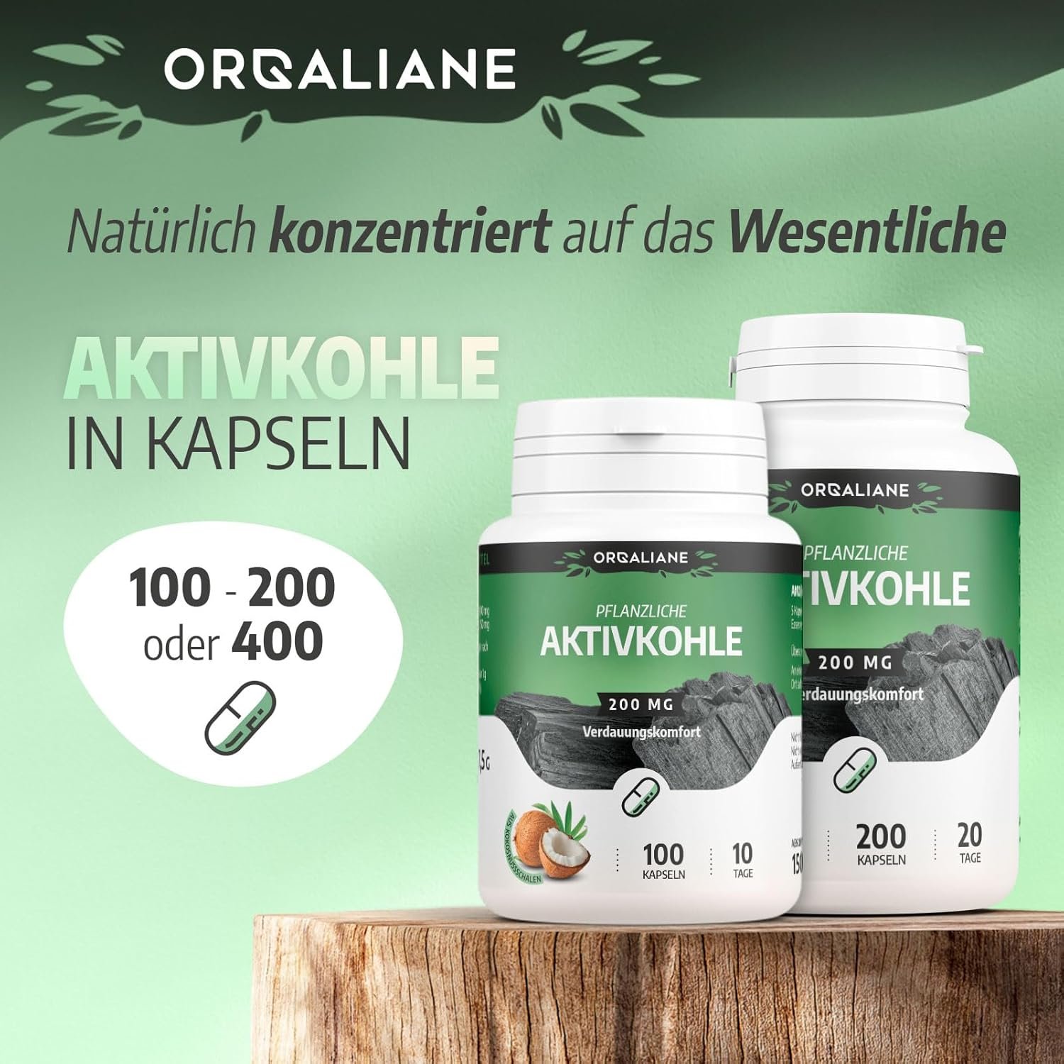Aktive kohle kapseln 200 mg – 200 Stück vegan & hochrein | SPN