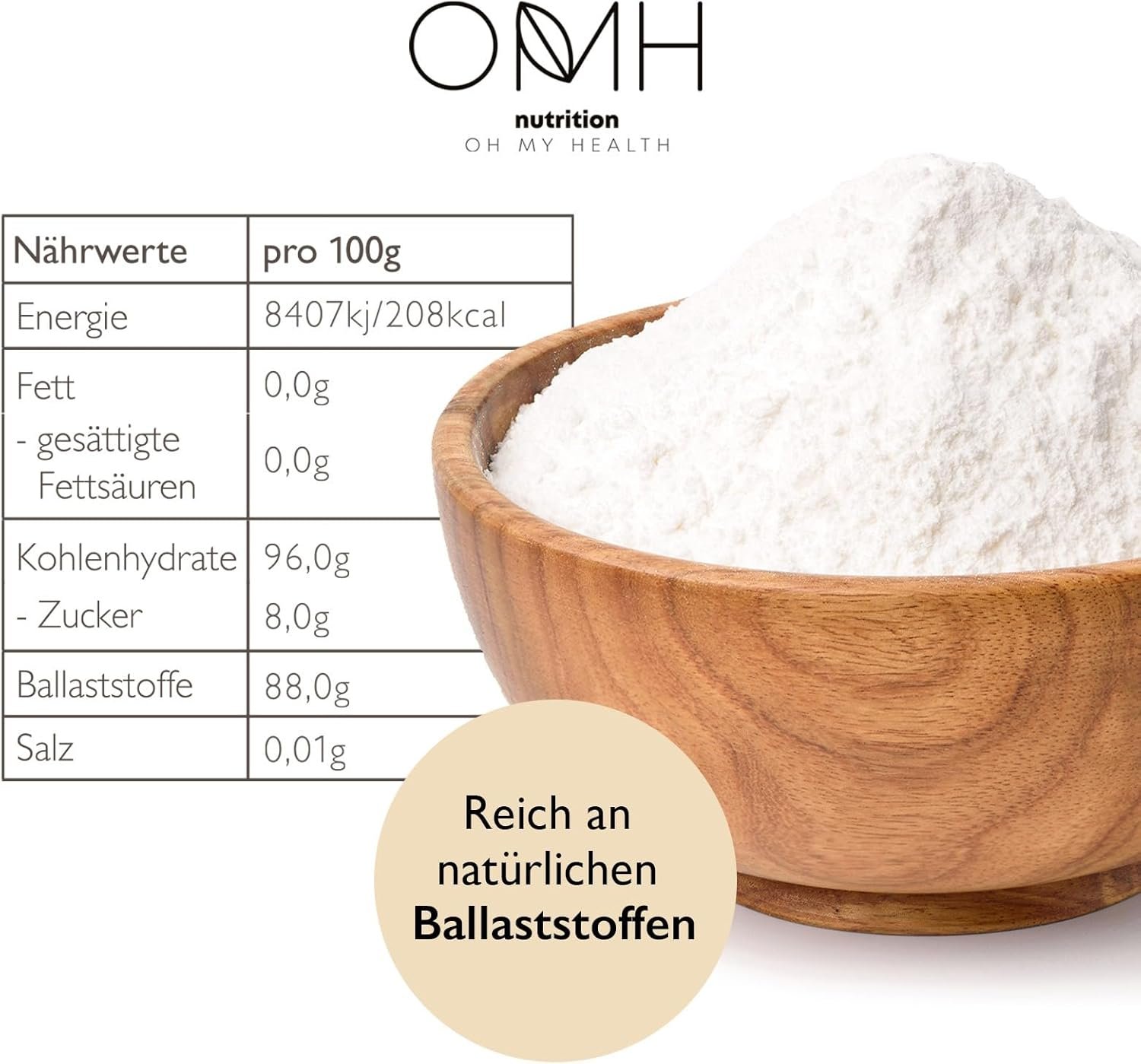 1100g Inulin pulver ballaststoffreich aus europa vegan | OHM nutrition