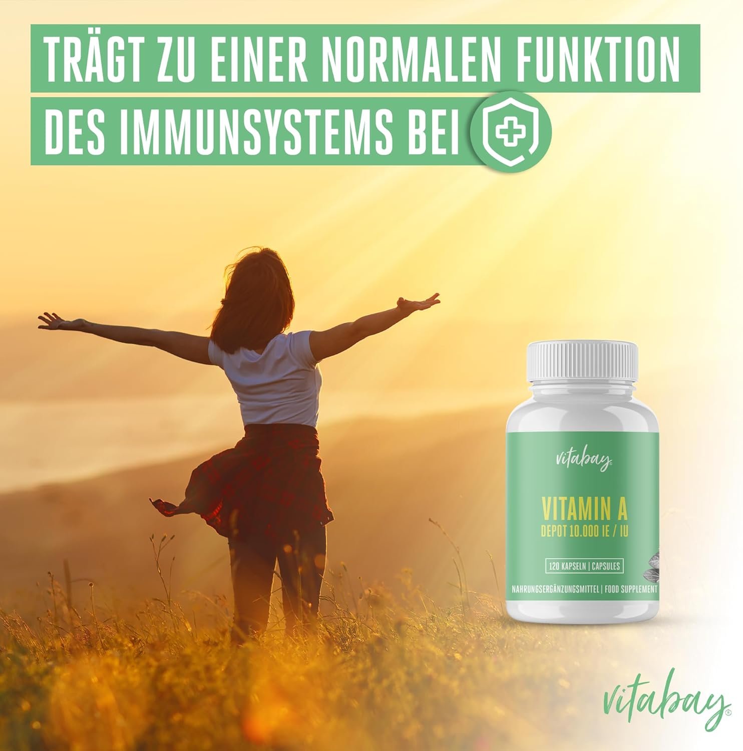 120 Kapseln Vitamin A Kapseln 10000 IE hochdosiert vegan Vitabay