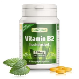 180 Tabletten Vitamin B2 Tabletten 250 mg hochdosiert vegan Greenfood