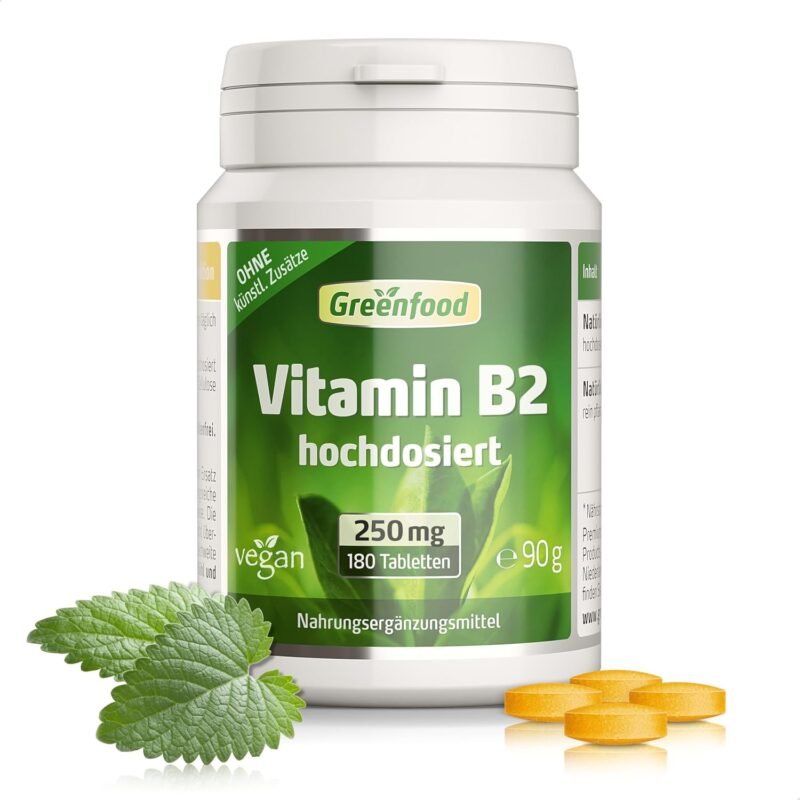 180 Tabletten Vitamin B2 Tabletten 250 mg hochdosiert vegan Greenfood