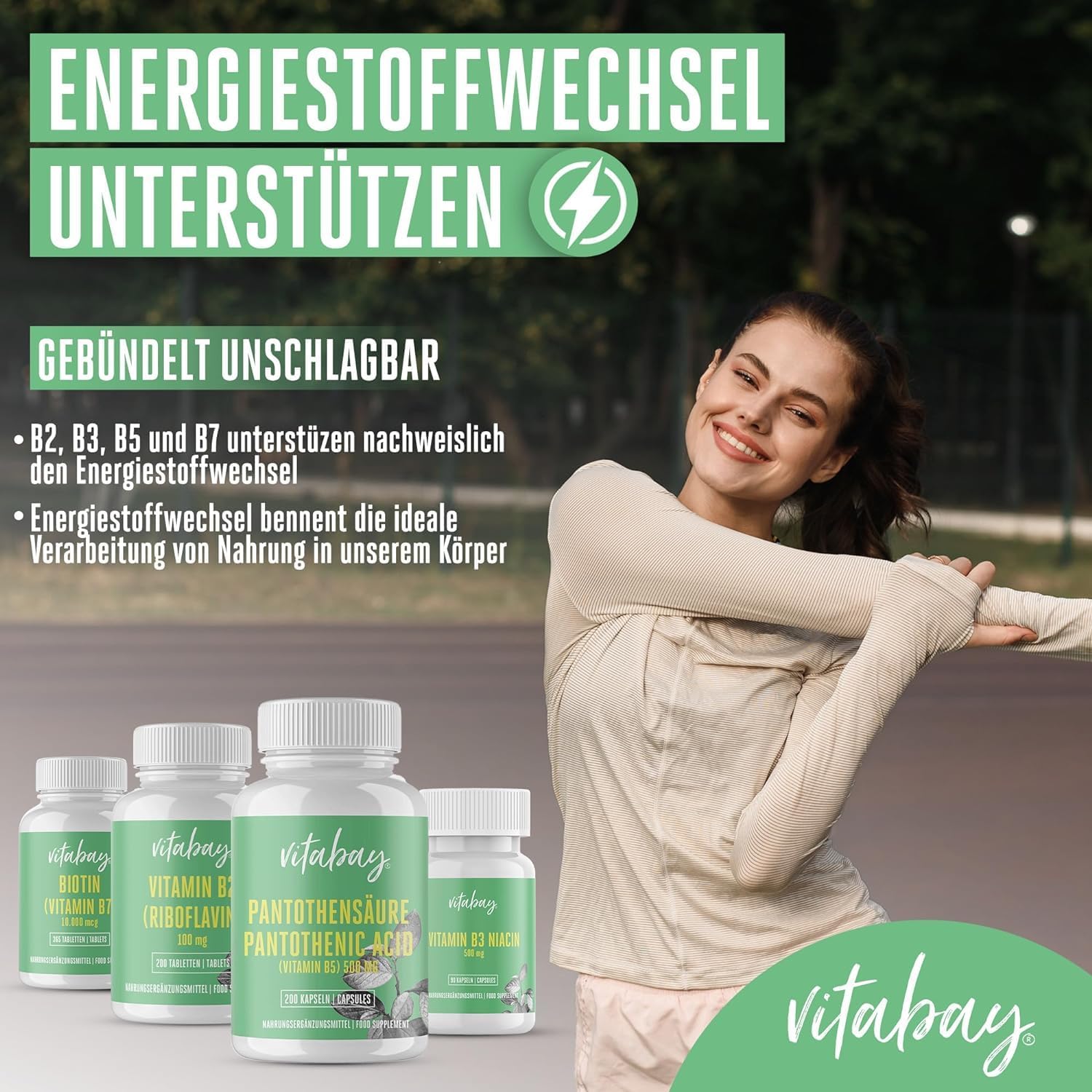 100 Kapseln Vitamin B5 Kapseln 500 mg hochdosiert vegan Vitabay