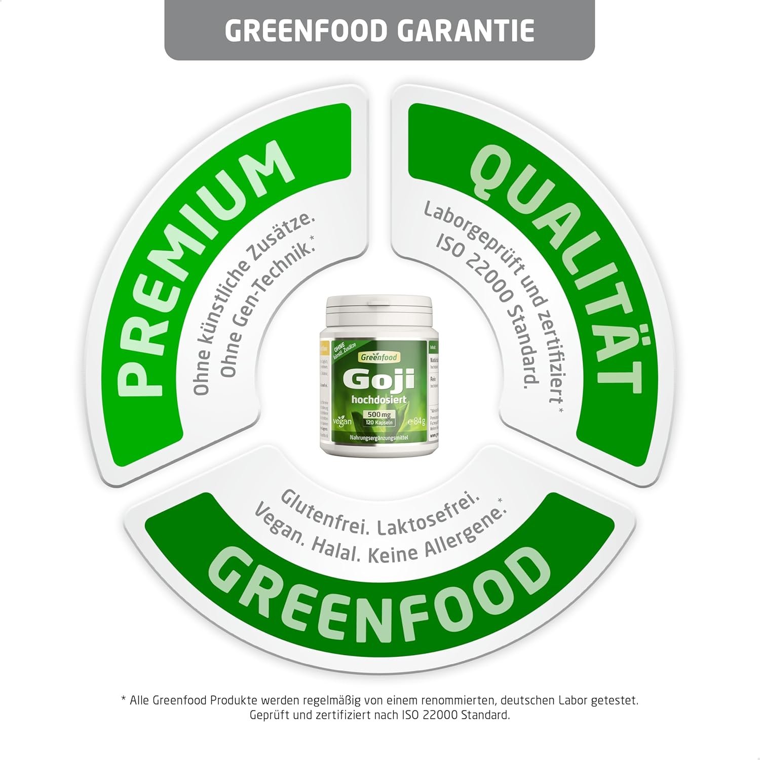 120 Goji Kapseln hochdosiert 500 mg vegan laborgeprüft | Greenfood