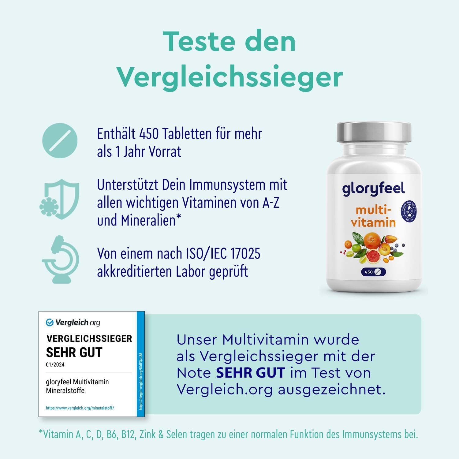 71GnpeW+e4L._AC_SL1500_ 450 Tabletten Multivitamin Tabletten hochdosiert vegan gloryfeel