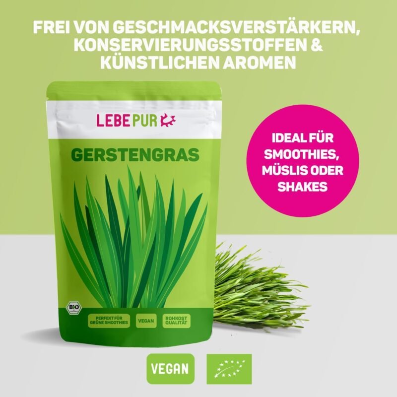 500 g Gerstengras Pulver bio rohkostqualität ballaststoffreich vegan | Lebepur