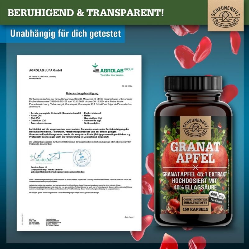 150 Granatapfel Kapseln hochdosiert 2400 mg 45:1 Extrakt | Scheunengut