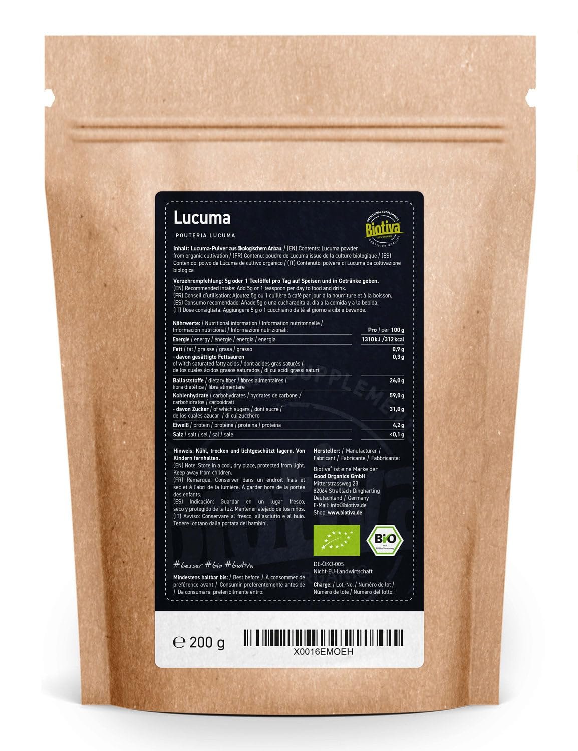 200g Lucumapulver bio vegan ohne zusatzstoffe | Biotiva