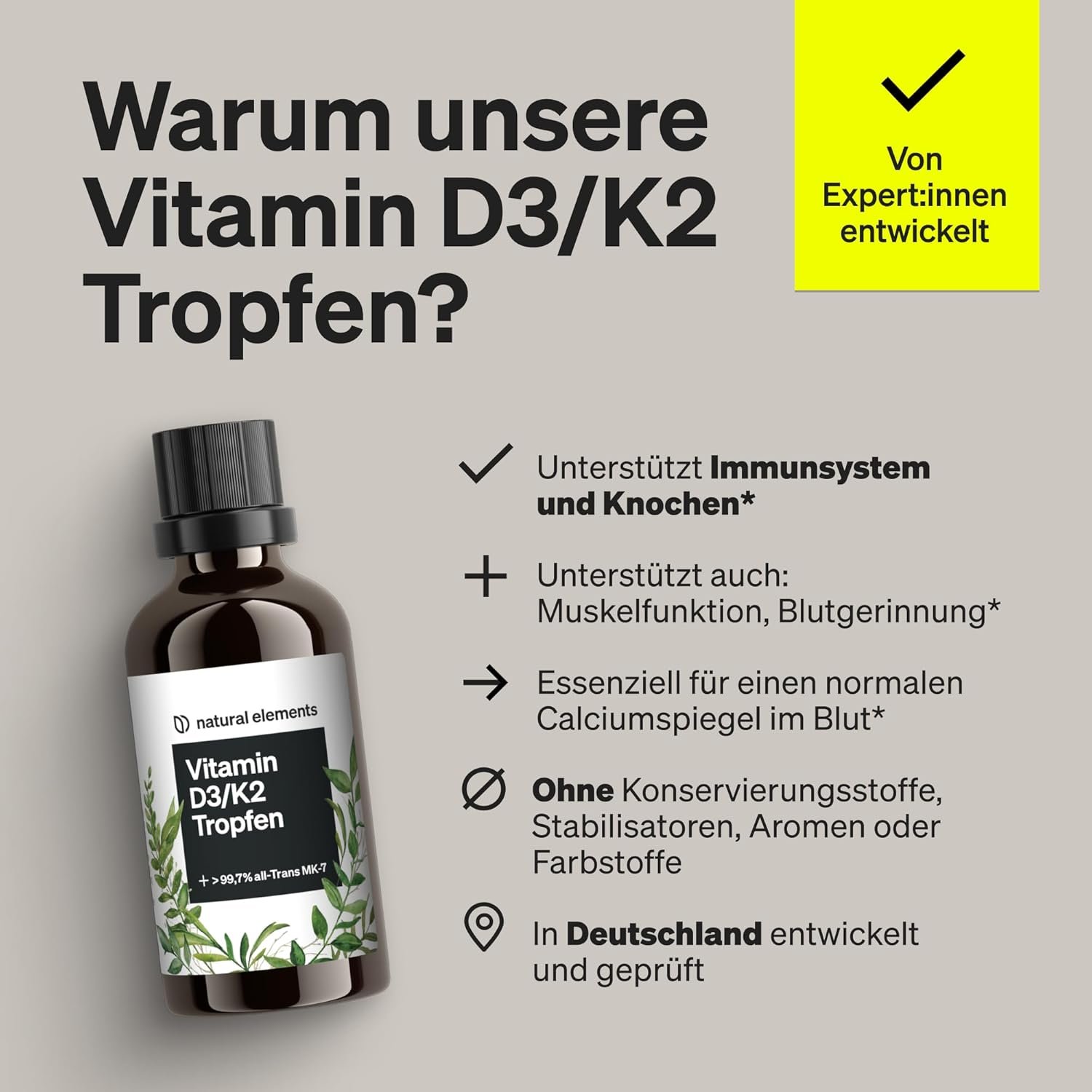 50ml Vitamin D3 K2 Tropfen Premium hochdosiert K2VITAL® Kappa