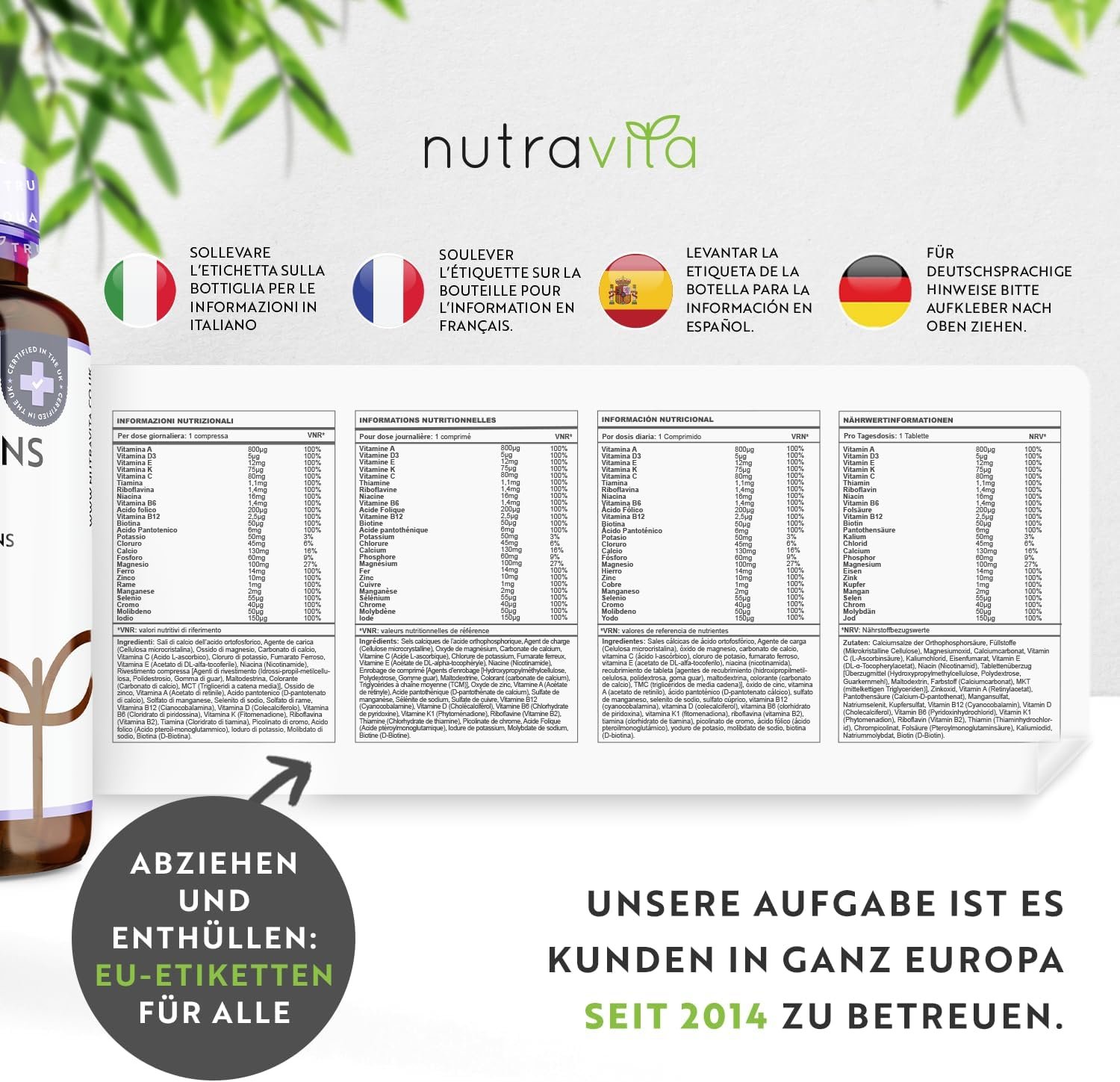 365 Tabletten Multivitamin Tabletten hochdosiert vegan Nutravita