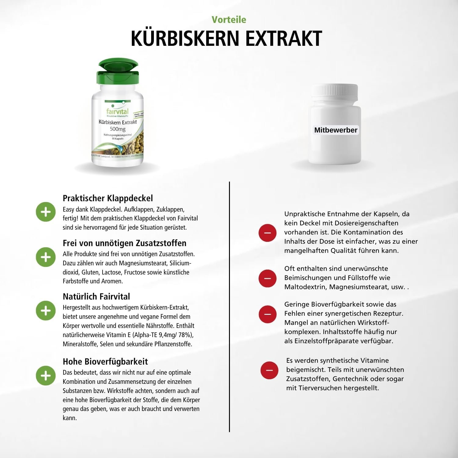90 Kuerbiskern extrakt kapseln hochdosiert 500mg vegan | Fairvital