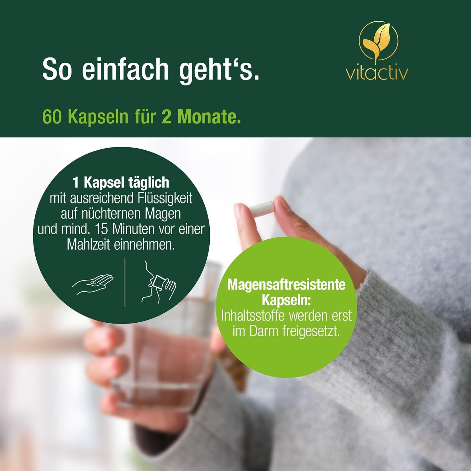 60 Kapseln Probiotik Kulturen Komplex mit 30 Stämmen & B-Vitaminen | VITACTIV