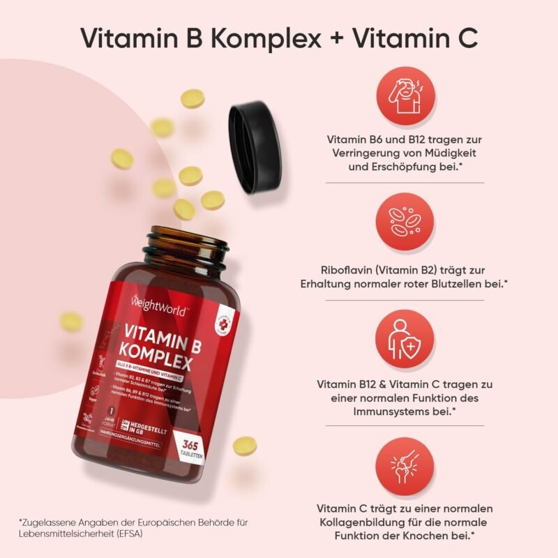 365 Tabletten Vitamin B Tabletten hochdosiert vegan WeightWorld