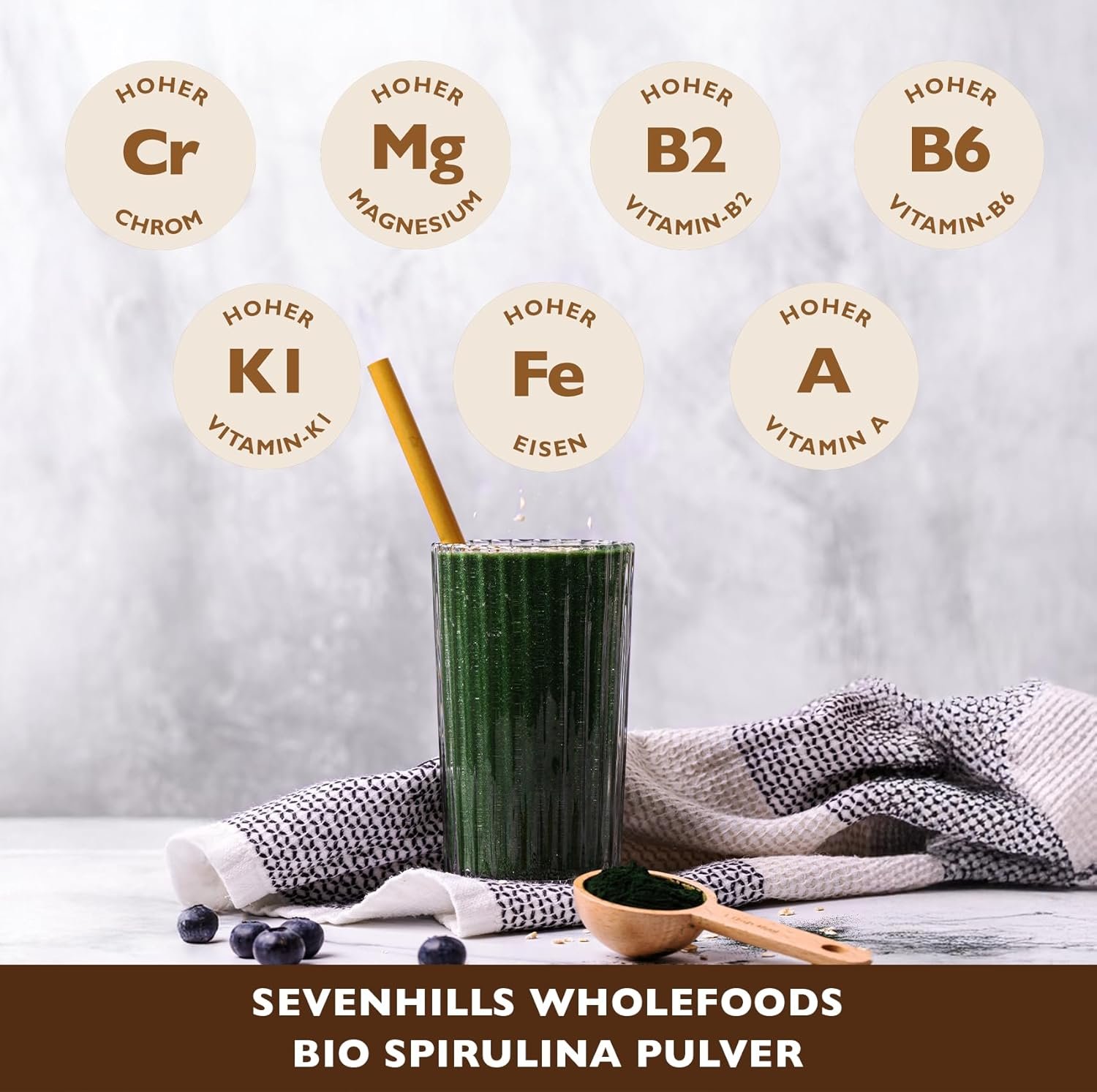 1000g Spirulina pulver bio vegan detox rein ohne zusätze | Sevenhills Wholefoods