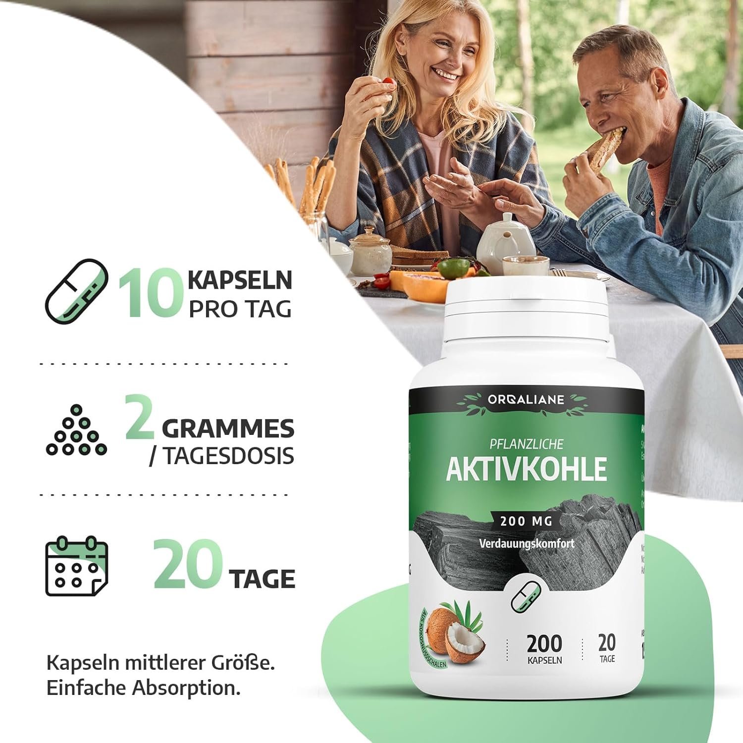 Aktive kohle kapseln 200 mg – 200 Stück vegan & hochrein | SPN