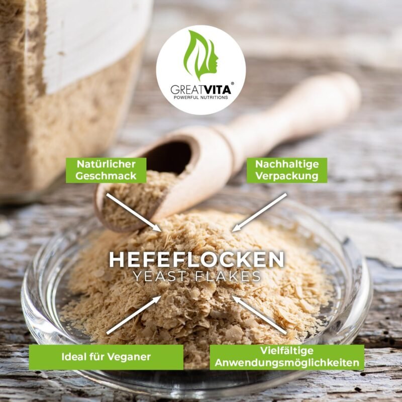 800g Hefeflocken vegan naturbelassen Premium Qualität GreatVita