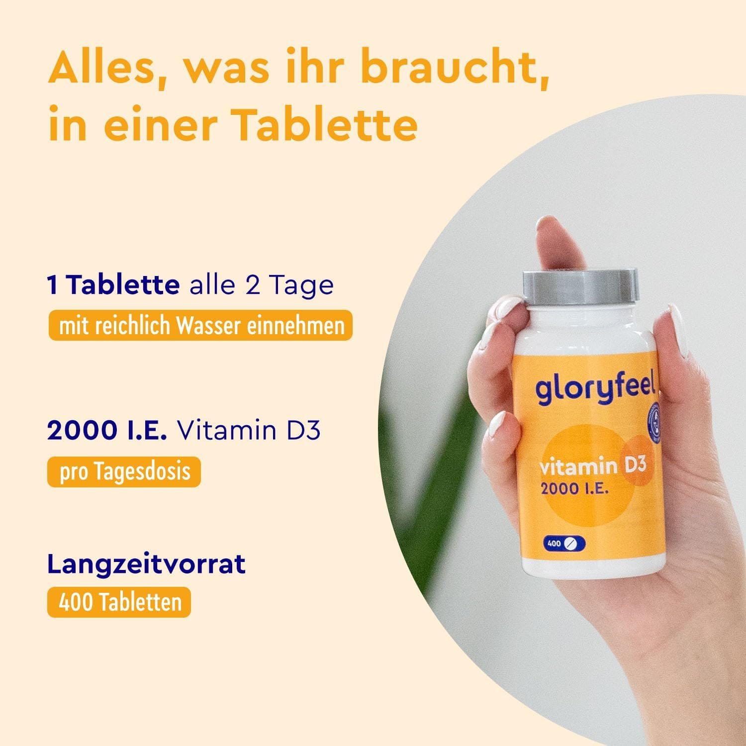 71jozl3mpDL._AC_SL1500_ 400 Tabletten Vitamin D3 Tabletten 2000 I.E. hochdosiert GloryFeel