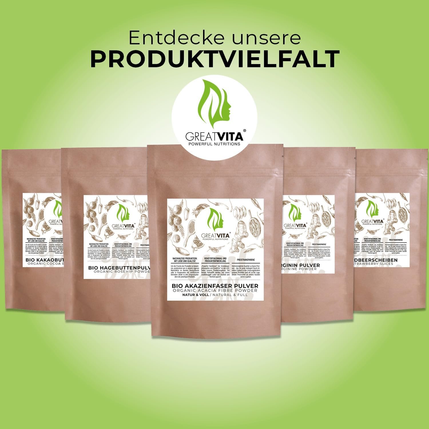 400 g Akazienfaser Pulver bio löslich & ballaststoffreich | GreatVita