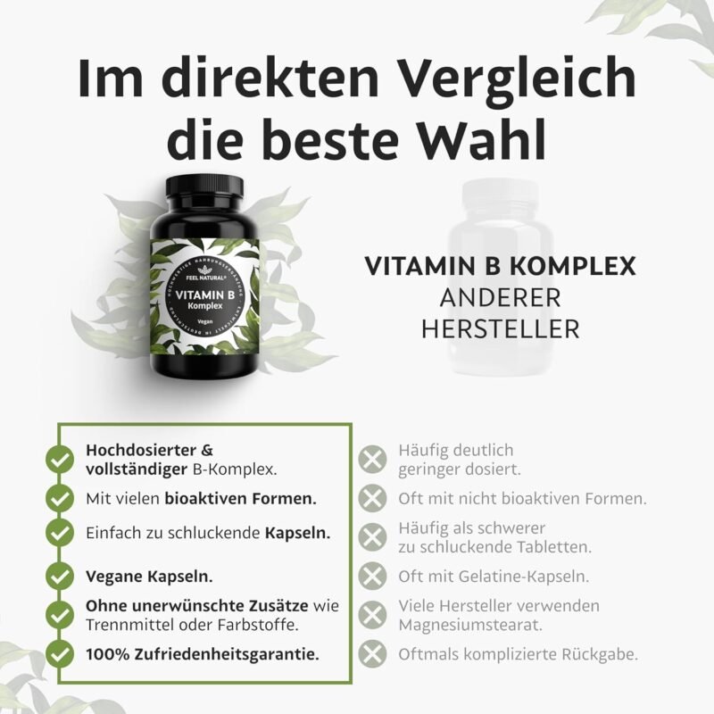 180 Kapseln Vitamin B Komplex Kapseln hochdosiert vegan Feel Natural