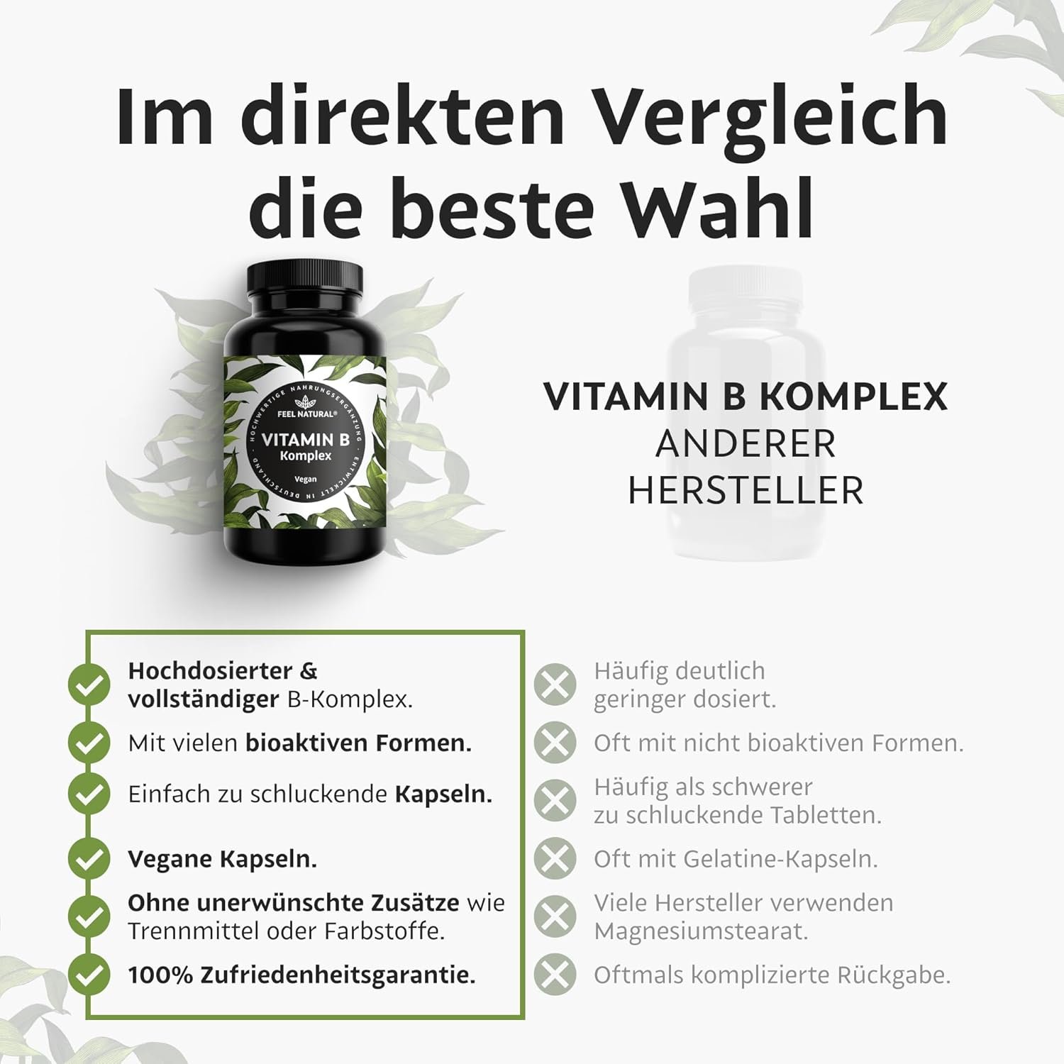 71ncYTzAZAL._AC_SL1500_ 180 Kapseln Vitamin B Komplex Kapseln hochdosiert vegan Feel Natural