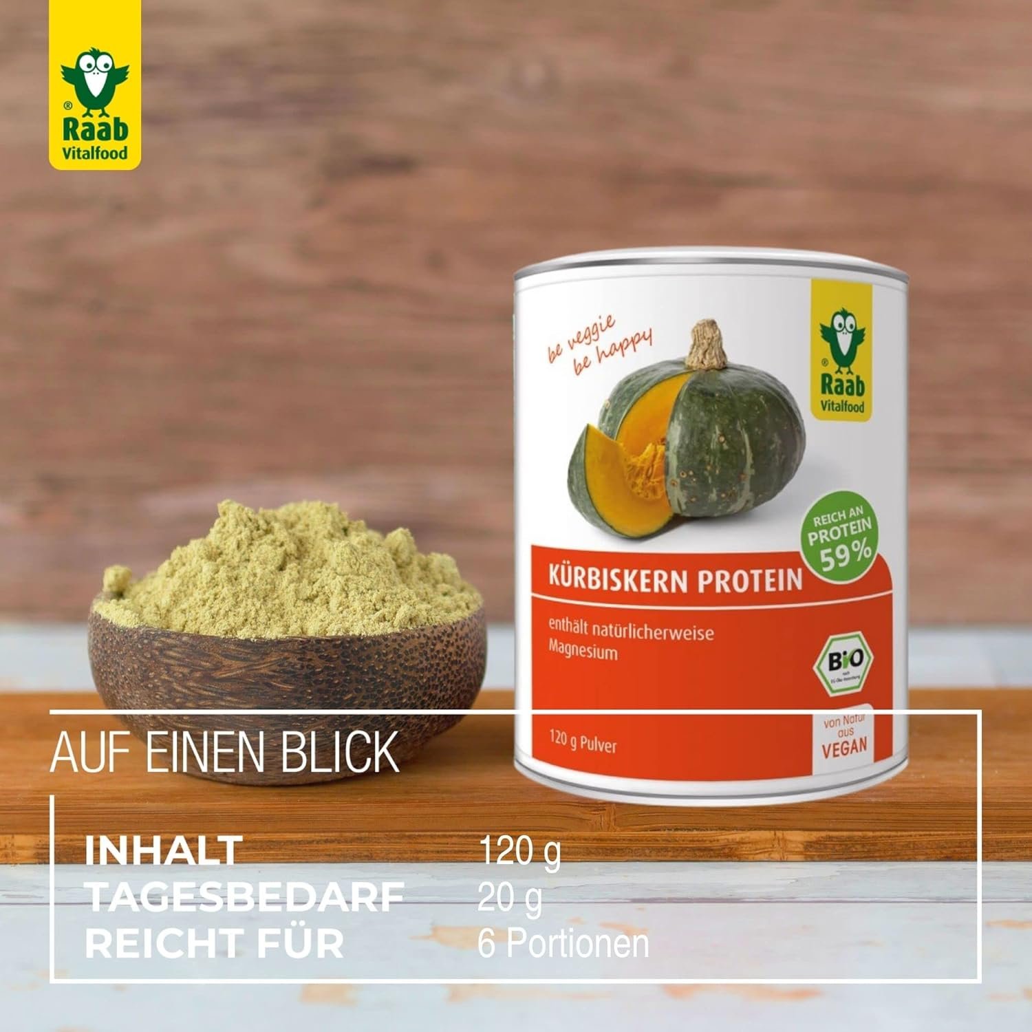 500g Kuerbiskernprotein pulver bio 60 % eiweiss vegan | Raab Vitalfood