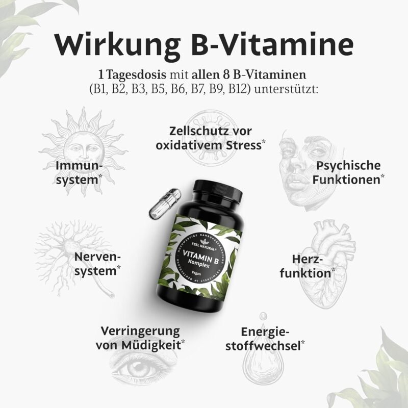 180 Kapseln Vitamin B Komplex Kapseln hochdosiert vegan Feel Natural