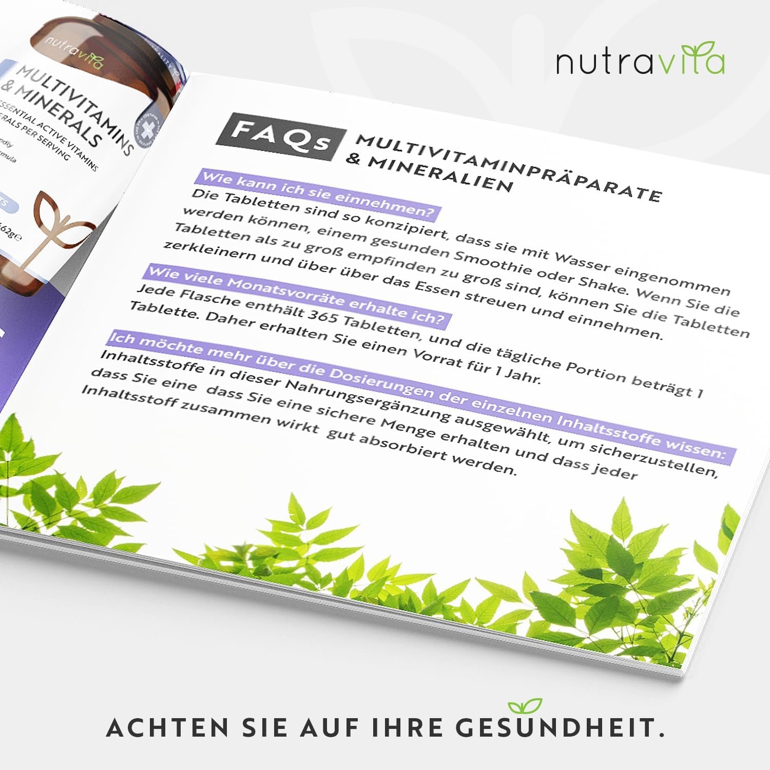 365 Tabletten Multivitamin Tabletten hochdosiert vegan Nutravita