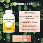 150 papaya enzym kapseln – Ultra-hoch Papain-Aktivität – Vegan, Made in Germany