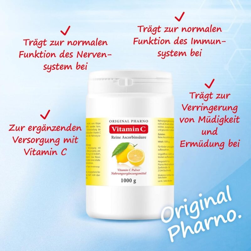 1kg Vitamin C Pulver reine Ascorbinsäure Apotheken Qualität Original-Pharno