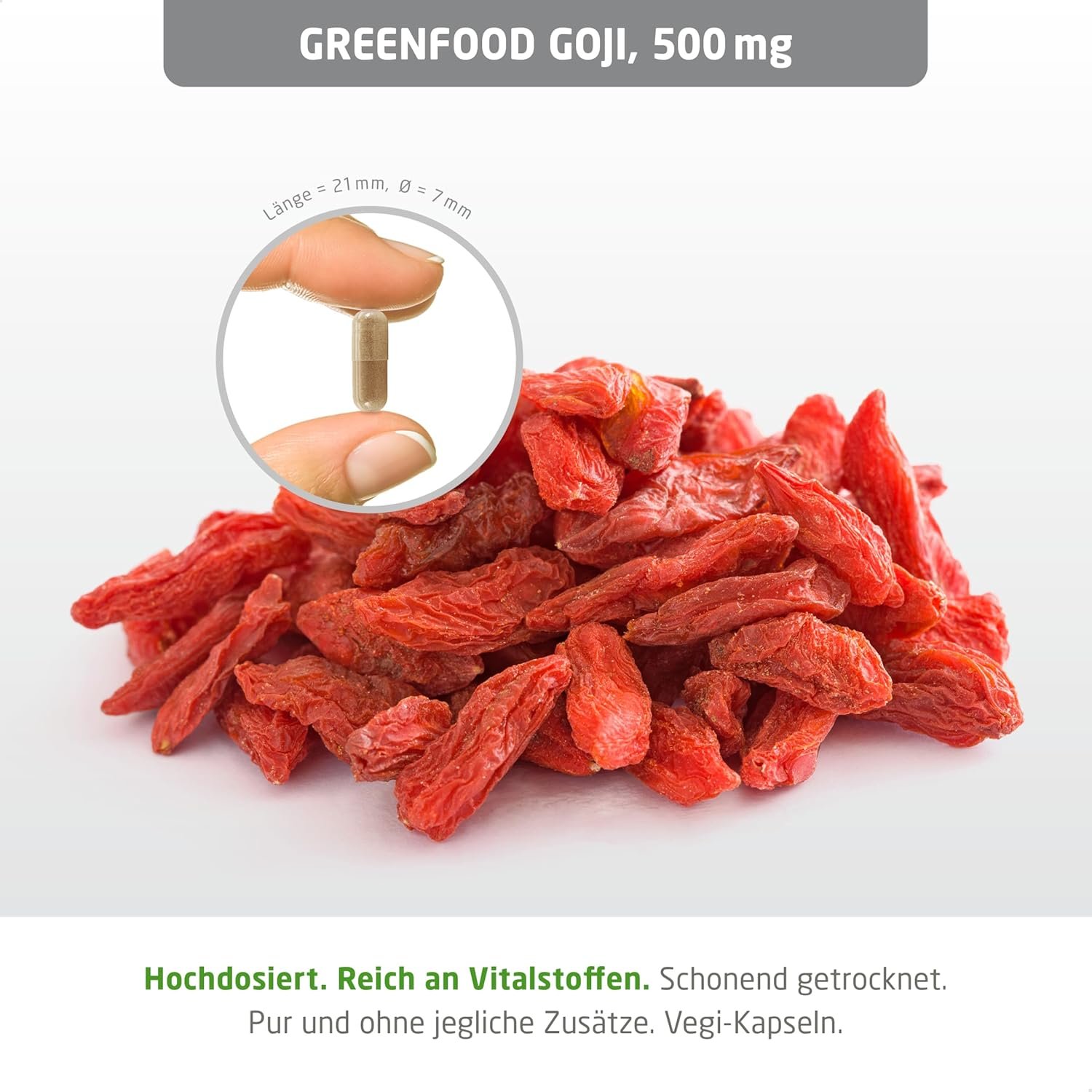 120 Goji Kapseln hochdosiert 500 mg vegan laborgeprüft | Greenfood
