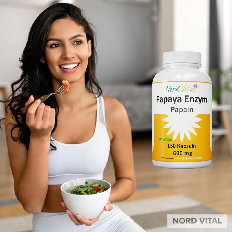 150 papaya enzym kapseln – Ultra-hoch Papain-Aktivität – Vegan, Made in Germany