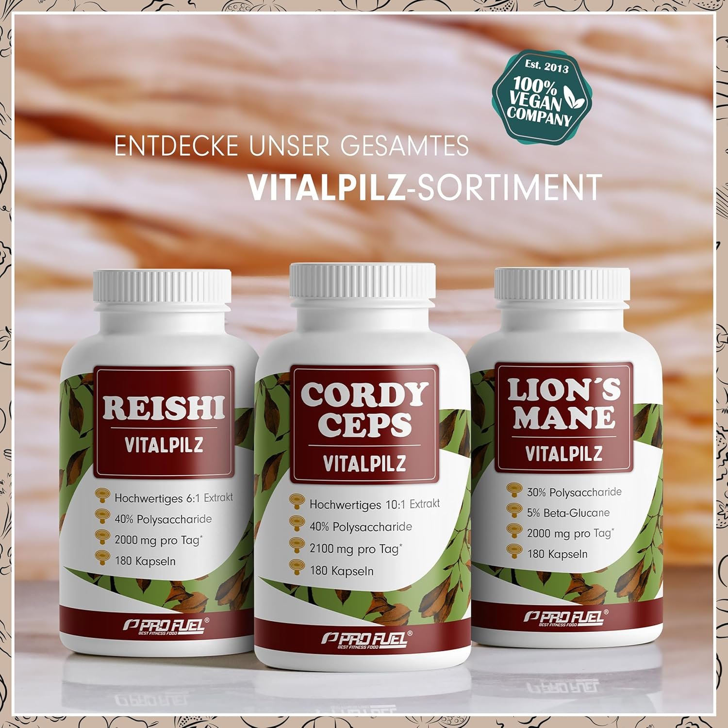 180 Kapseln Cordyceps Kapseln 10:1 Extrakt 40% Polysaccharide | ProFuel