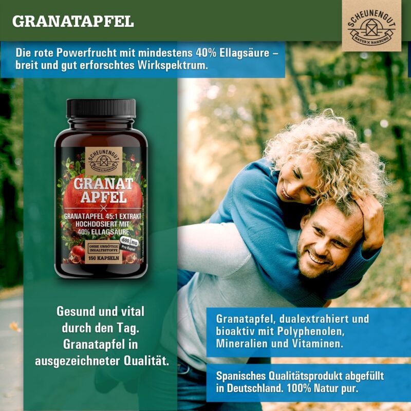 150 Granatapfel Kapseln hochdosiert 2400 mg 45:1 Extrakt | Scheunengut