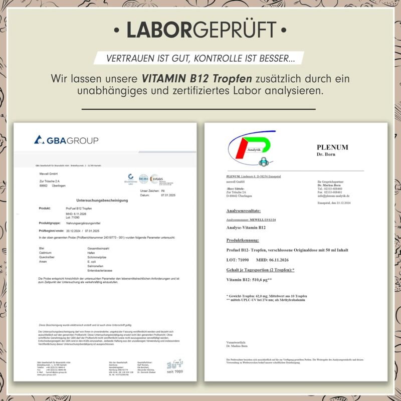 1800 Tropfen Vitamin B12 Tropfen 500 µg bioaktiv vegan ProFuel