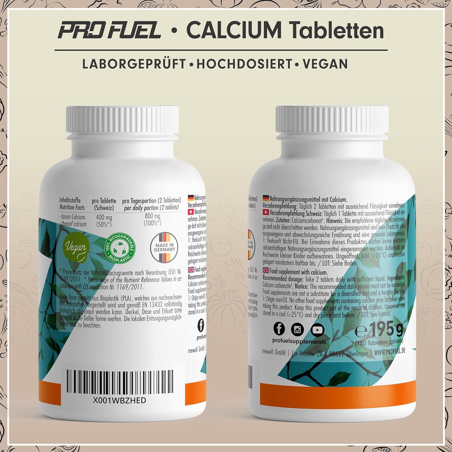 81IUKKi-OrL._AC_SL1500_ 180 calcium tabletten 800 mg – Hochdosiert & Vegan – Laborgeprüft – ProFuel