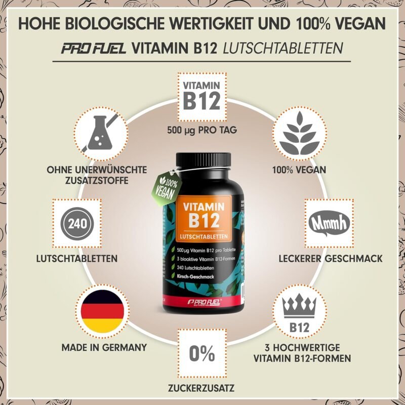 240 Lutschtabletten Vitamin B12 Lutschtabletten 500 µg vegan ProFuel