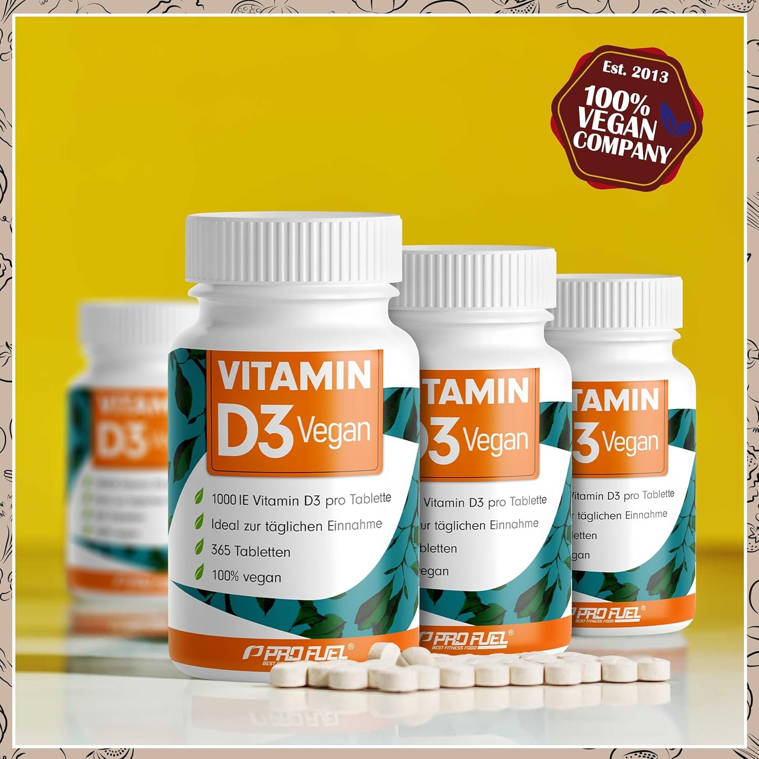 81K5lo+eCgL._AC_SL1500_ 365 Tabletten Vitamin D3 Tabletten 1000 IE vegan Jahresvorrat ProFuel