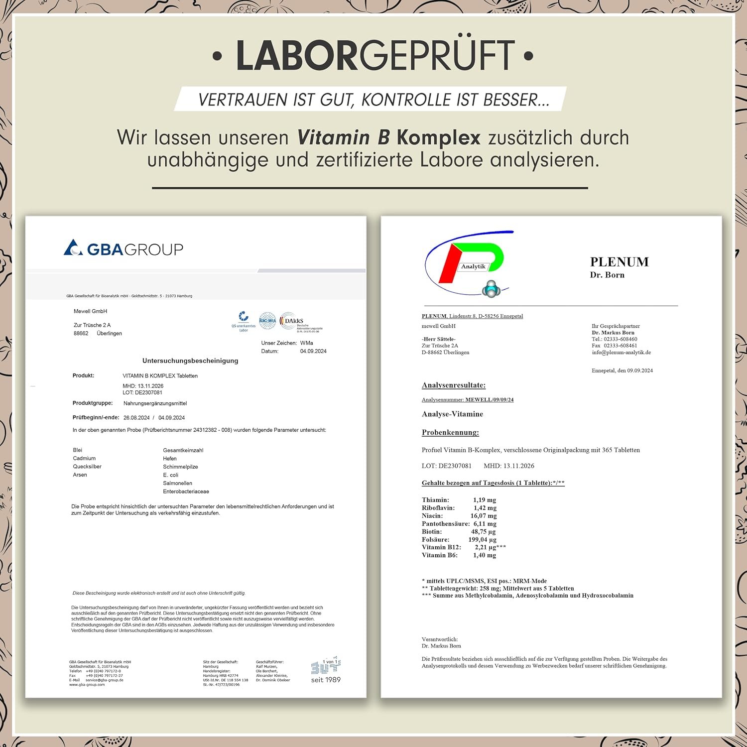81LC16TpujL._AC_SL1500_ 365 Tabletten Vitamin B Komplex Tabletten hochdosiert vegan ProFuel